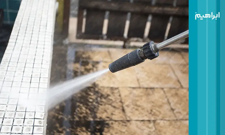 مراحل نظافت استخر با واترجت صنعتی