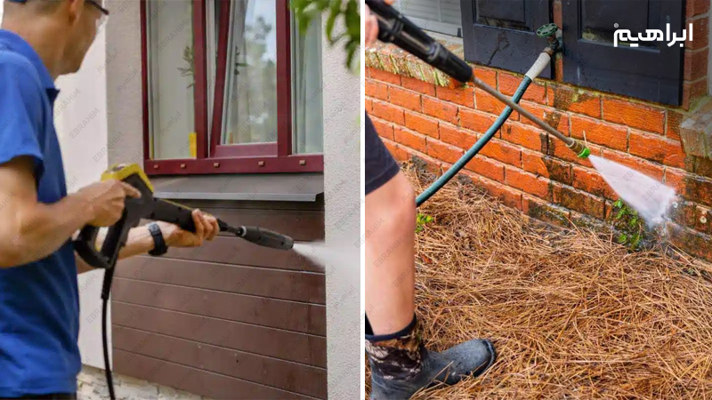 شستشوی دیوار حیاط