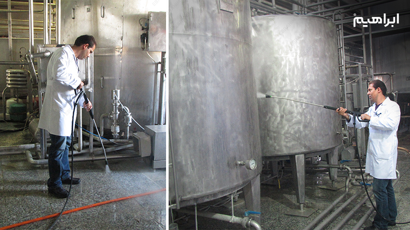 واترجت صنعتی در نظافت کارخانه مواد غذایی