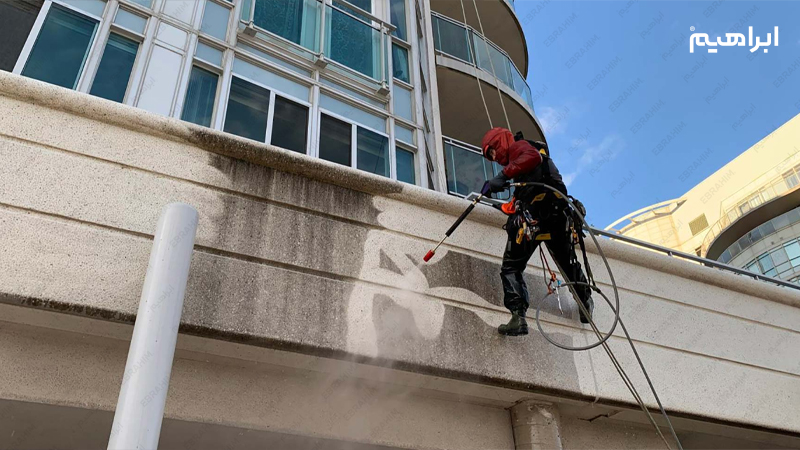 شست و شوی نما با واترجت صنعتی