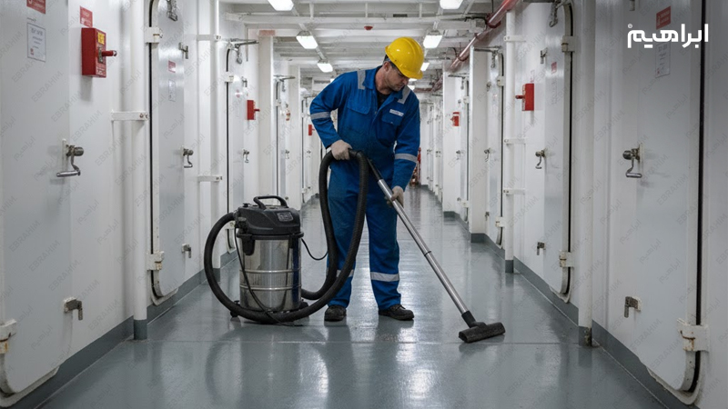 جاروبرقی صنعتی در نظافت انبار کشتی