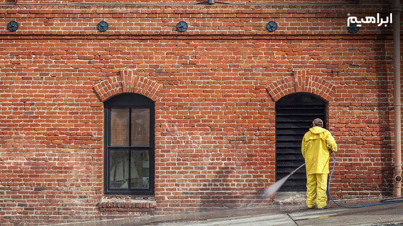 شستشوی نمای ساختمان بدون داربست با واترجت و واتر سندبلاست