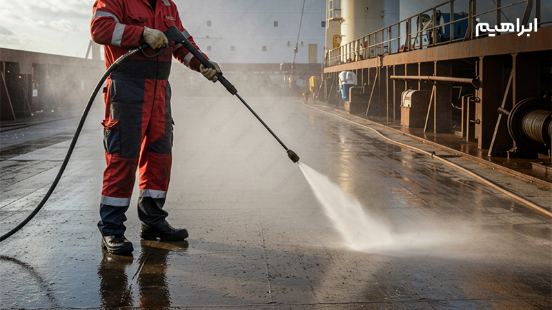 واترجت صنعتی در شستشو و ضدعفونی کف