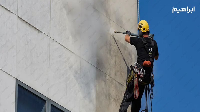 واترجت صنعتی در شستن برج و نمای ساختمان