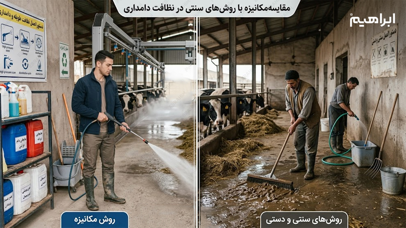 نظافت و شستشوی مراکز پرورش حیوانات