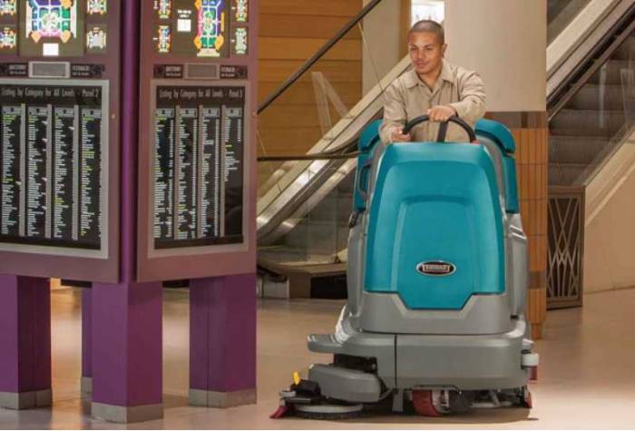 T12 manned scrubber when cleaning a recreational complex